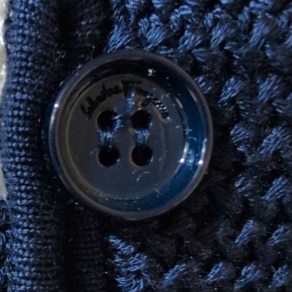 Salvatore Ferragamo Navy and White Sweater Striped Cardigan Beautiful Clean Lg - Picture 14 of 15